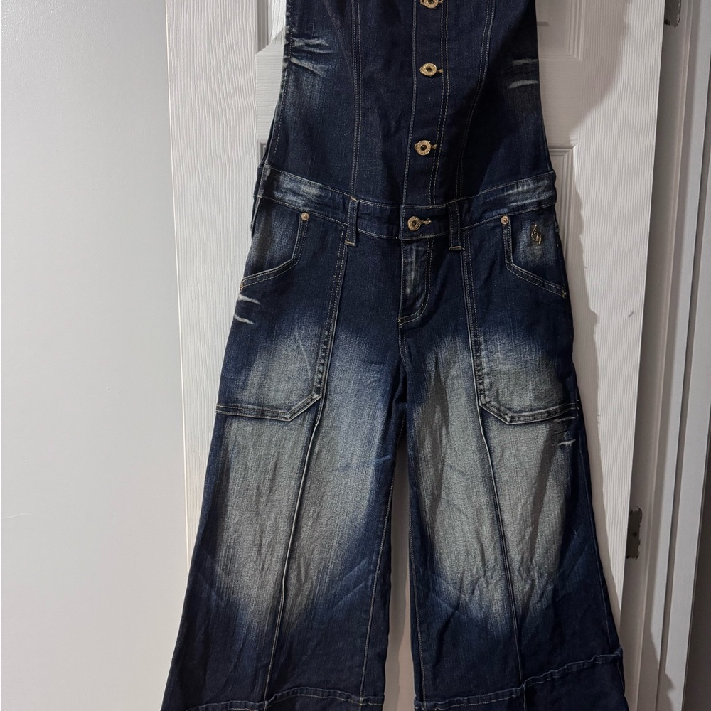 Stylish Denim Baby Phat Jumpsuiy with Flared Legs